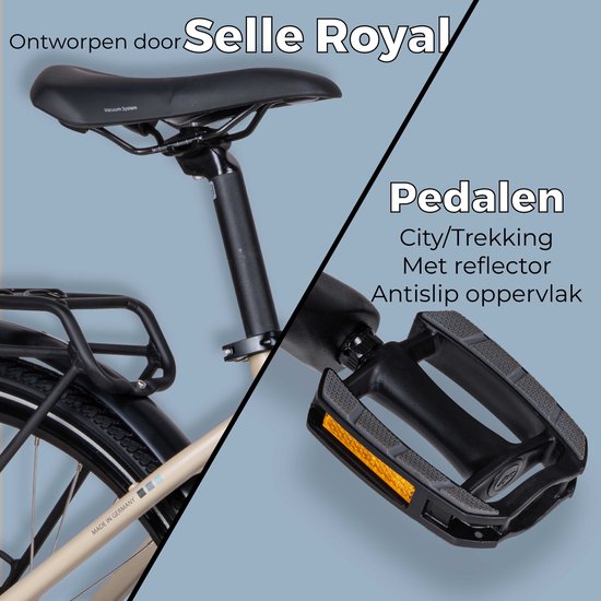SAXXX Urbana elektrische stadsfiets - 28 inch - 250W achterwielmotor - 417Wh uitneembare lithiumaccu - tot 90 km actieradius - 95% voorgemonteerd - Shimano 7 versnellingen - TEKTRO hydraulische schijfremmen –lage instap aluminium frame –mat aardgeel van Saxxx — afbeelding 3