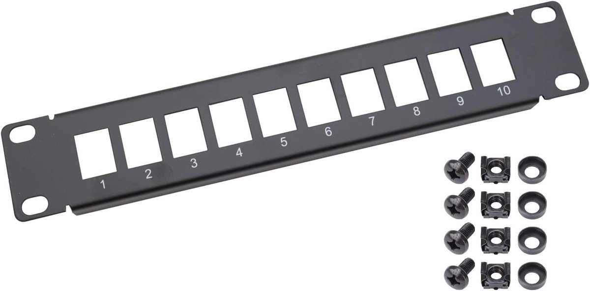 Patchpaneel UTP Keystone - Netwerk paneel - Netwerk organiseren - 10 poorten RJ45 - 10 inch - Zwart