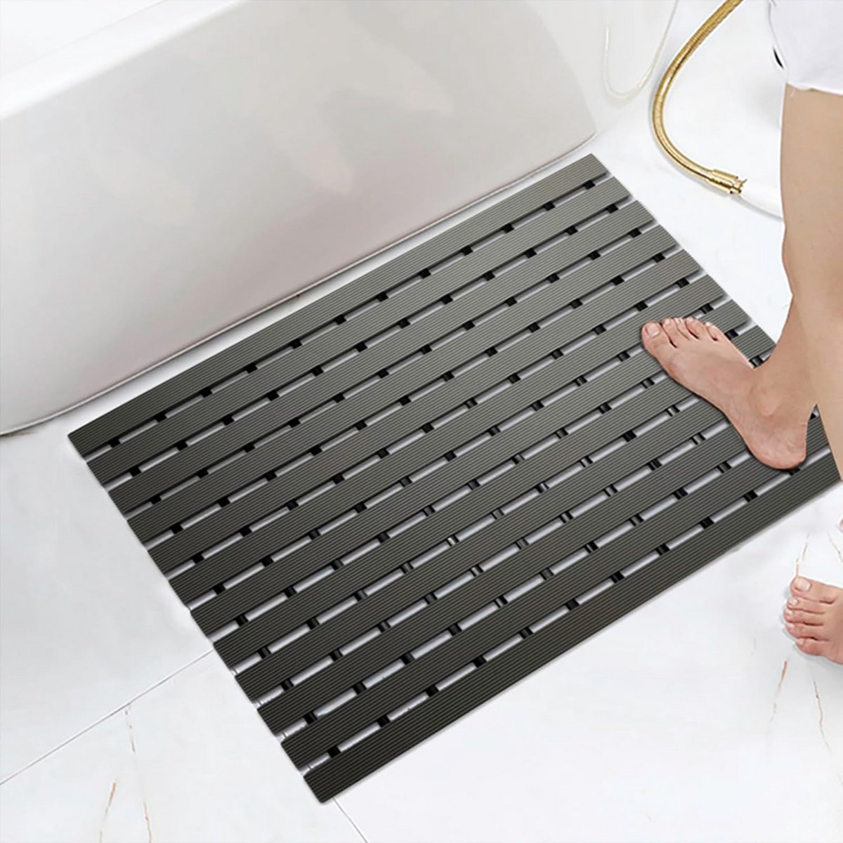 Antislip badmat - Douchemat natte zones - Veilig douchen - Met drainagefunctie - 43 x 80 cm - Zwart