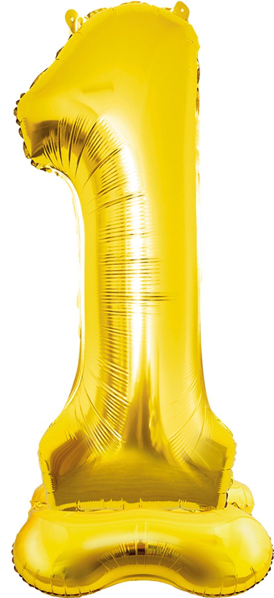 150cm XXL folieballon - Zelf staand - Cijfer 1 - Staande cijferballon - Goud