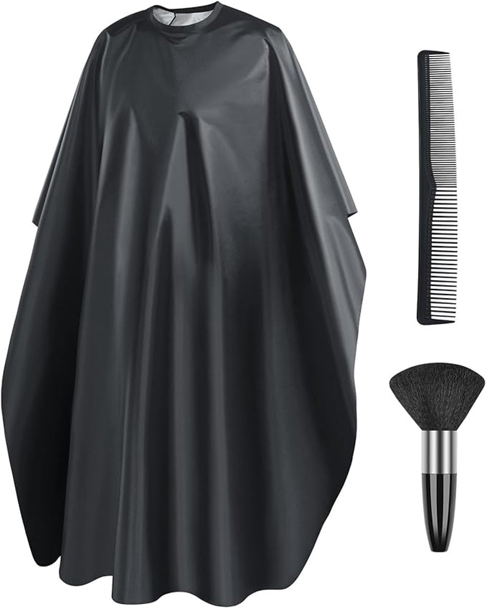 Kapperscape met klittenbandsluiting - inclusief nekborstel en kam - korte kapperscape voor de salon - voor professionele kappers, salonhouders en thuisgebruik.