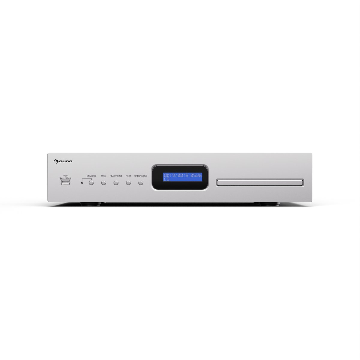 Auna Art22 CD-speler HiFi met slot-in station, USB-ingang, CD-MP3-weergave, Afstandsbediening, Optische & coaxiale uitgangen – 3W geluidskwaliteit – Zilver