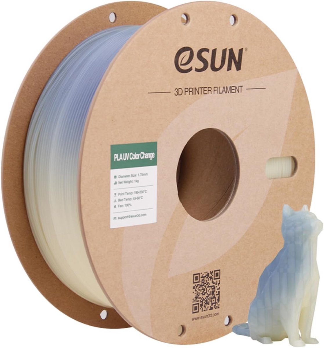 PLA Filament - 3D Print Materiaal - Kleurveranderend Printen - UV Kleur Effect - 1KG Spoel - Blauw