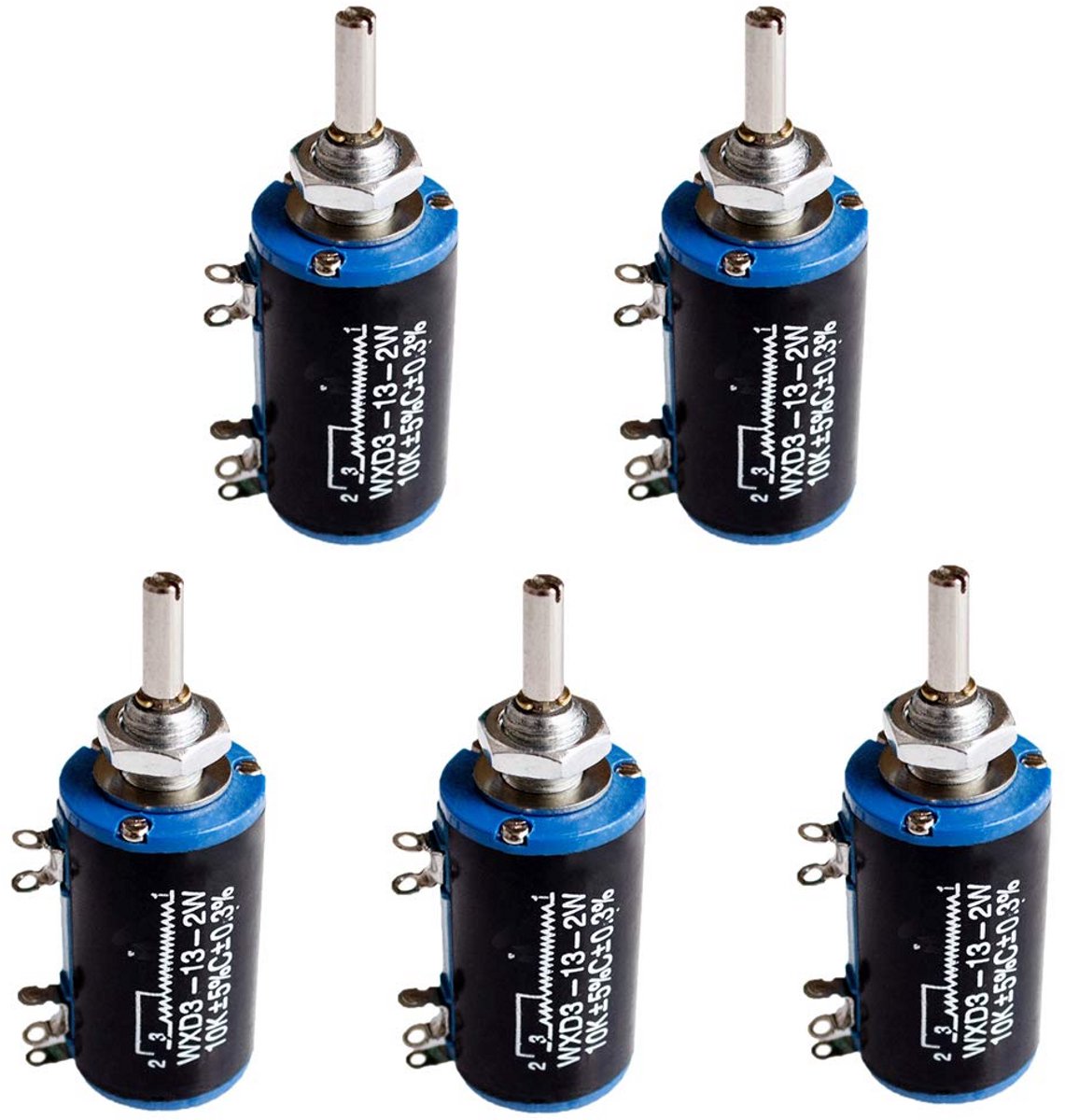 Potentiometer - Variabele Weerstand - Elektronica Reparatie - Multi-Turn Wirewound - 10K Ohm - Zilverkleurig