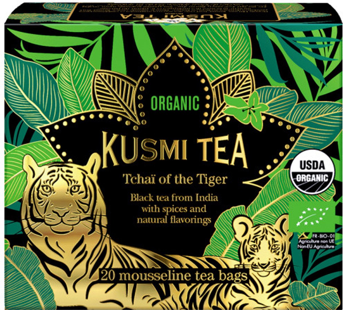 Biologische zwarte thee Kusmi Tea Tchaï of the Tiger – 20 mousseline theezakjes