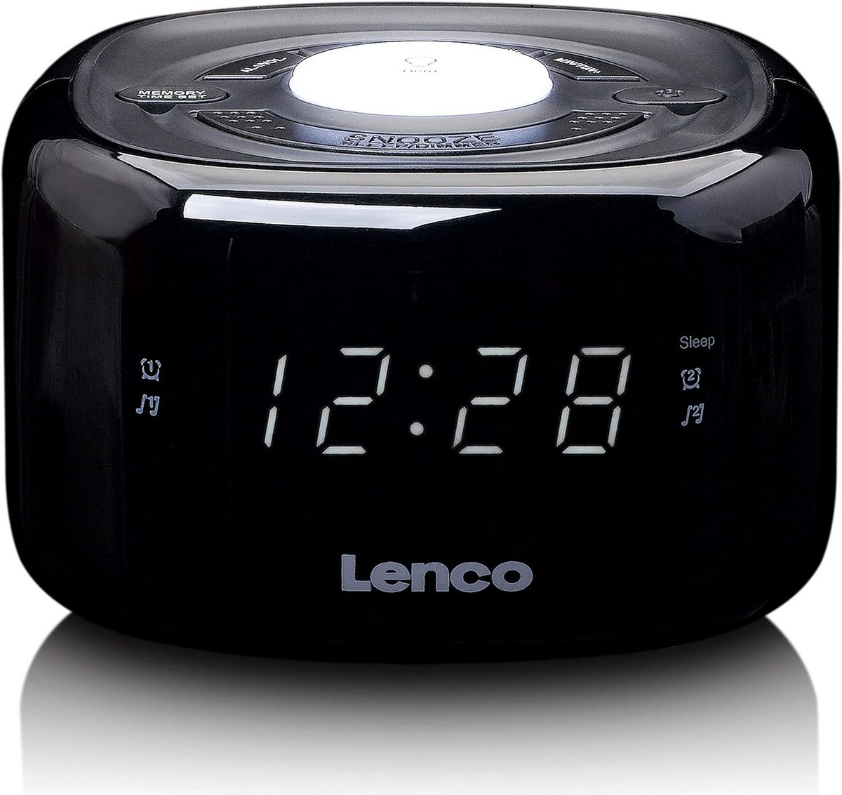 Wekkerradio met Nachtlamp - Radio Wekker - Wakker Worden - Dubbel Alarm - 117 x 117 x 71 mm - Zwart