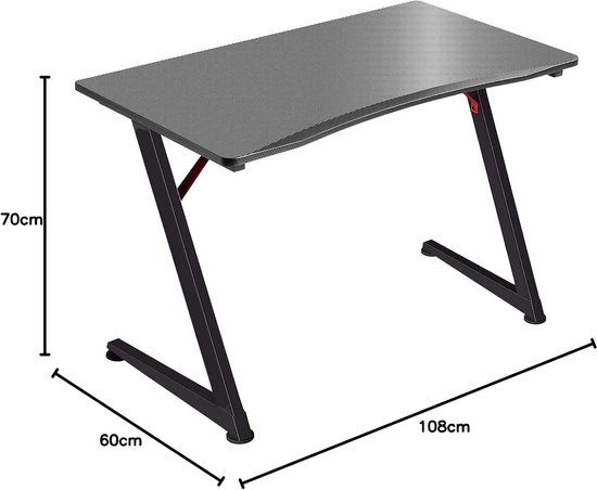 Gamer Bureau met Driehoekig Z-Frame voor Twee Monitoren van Merkloos — afbeelding 4