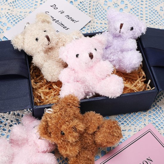 Mini Pluche Beren - Zachte Knuffels - Decoratie & Cadeaus - Met Hanger - 6 Stuks 10 cm - Bruin — afbeelding 3