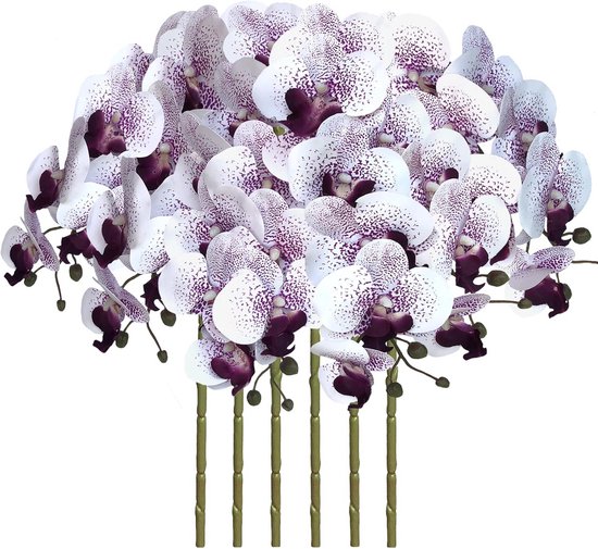 Kunstorchideeën - Nepbloemen - Huisdecoratie - Realistisch materiaal - 80 cm - Paars