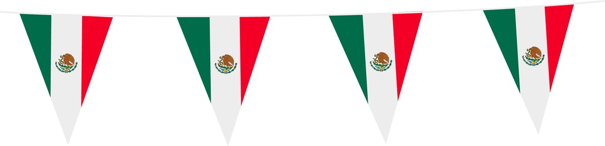 Mexico Vlaggenlijn PVC - 110 Meter - Voordeelverpakking van 11 stuks - Mexicaanse Vlaggetjes 20x30 cm - Weerbestendige Feestversiering