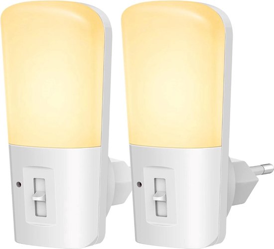 Qumax LED Nachtlampje Stopcontact 2 stuks V2 - Dimbare Nachtlampjes met Sensor - Nachtlampje Babykamer - Nacht Lamp - Dag en Nacht Sensor - Kinderen & Baby - Wit