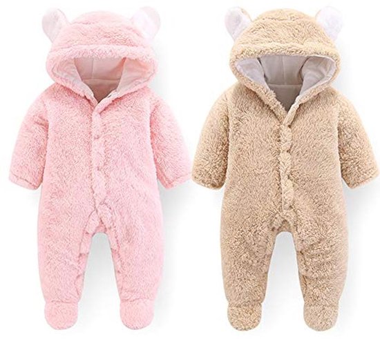 Baby Sneeuwpak - Winterjas Romper - Warm Blijven - Schattig Beer Design - 0-12 Maanden - Bruin — afbeelding 4
