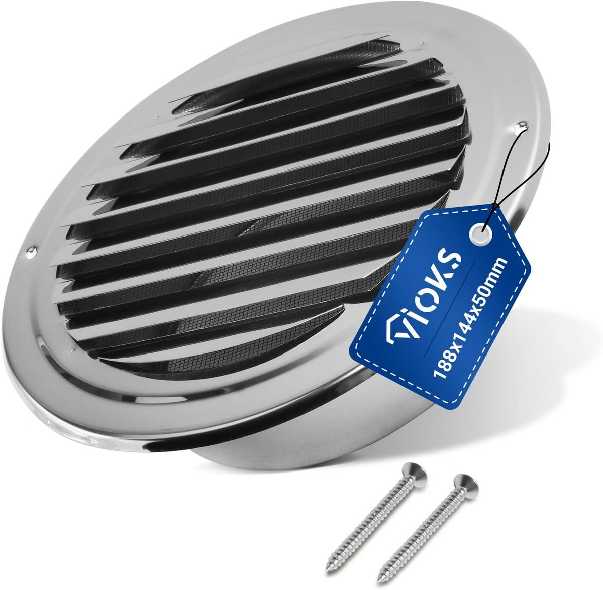 Ventilatierooster met muggennet - Rond rooster - Luchttoevoer regelen - Vaste lamellen - 1