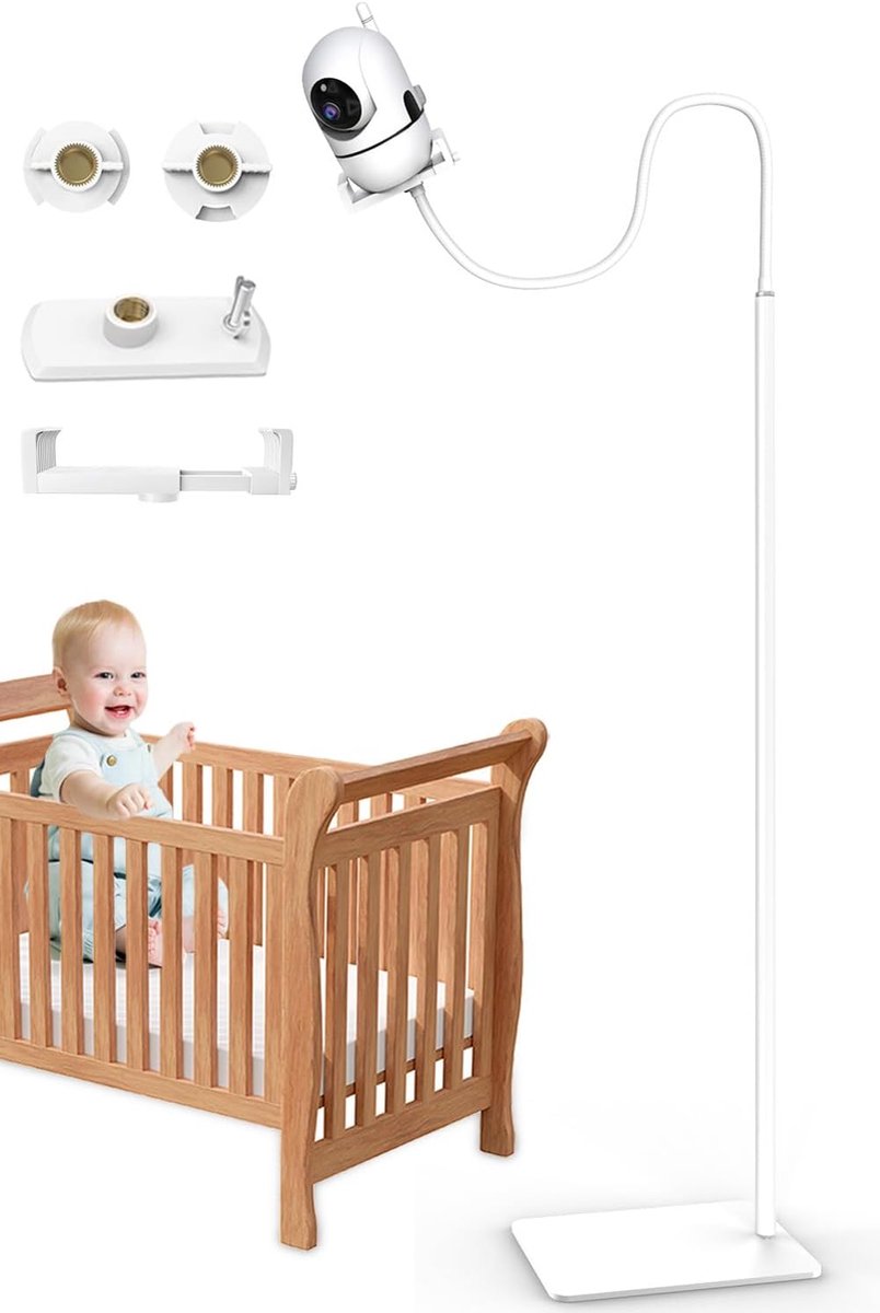 Babyfoon standaard - Vloerhouder camera - Baby in de gaten - Verstelbare hoogte - Tot 175 cm - Wit