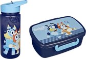 Bluey Lunchset - Broodtrommel en drinkfles - Met drinktuit - Blauw