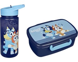 Bluey Lunchset - Broodtrommel en drinkfles - Met drinktuit - Blauw