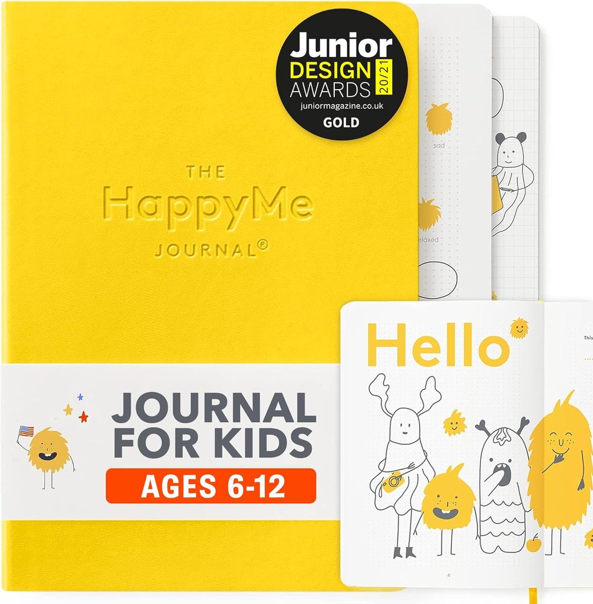 Kinder Dagboek - Dankbaarheids Journal - Positieve Ontwikkeling - Bevordert Groei Mindset - A5 Formaat - Geel