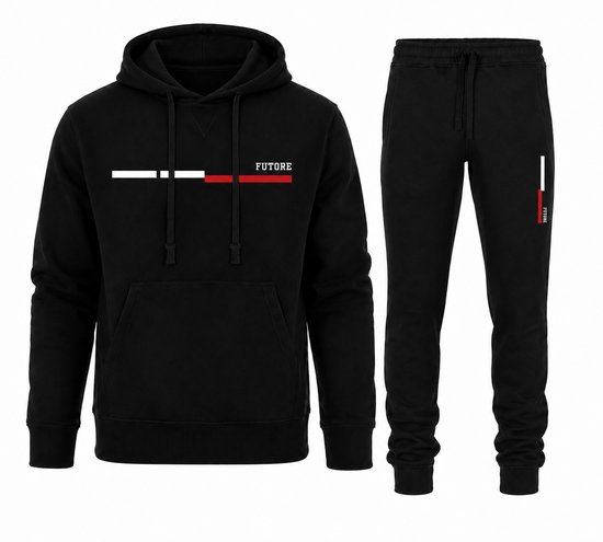 Trainingspak Heren – Hoodie Heren – Sportbroek Heren – Sportkleding Heren – Zwart FUTURE Design - 5XL