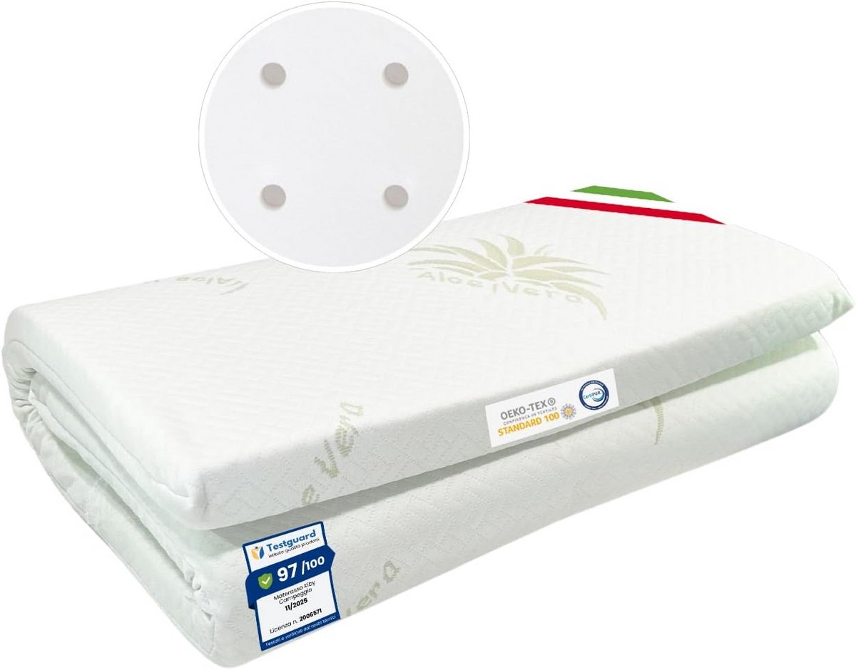 Campingbed Matras - Baby Matras - Comfortabel Slapen - Aloë Vera Overtrek - 116 x 58 cm - Wit