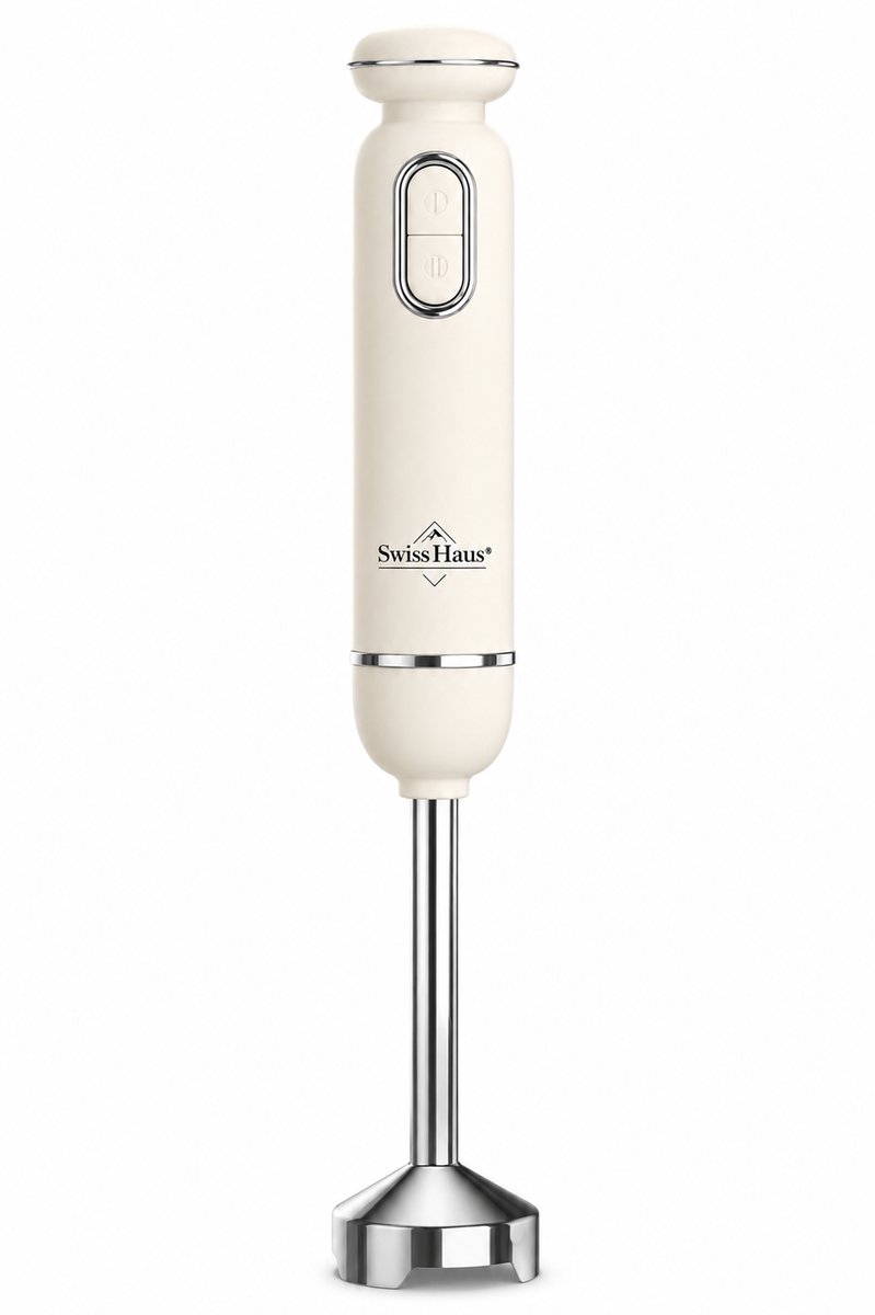 Swiss Haus® HB20 Staafmixer - 600W Handblender met 20 Snelheden + Turbo Functie – Retro Design – Afneembare RVS Staaf – Creme
