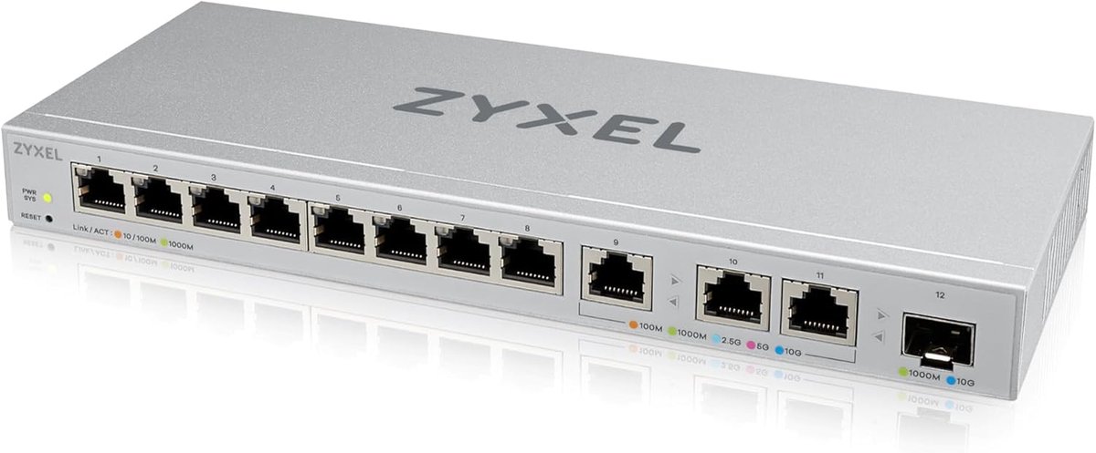 Netwerk Switch - Multi-Gigabit Hub - Netwerk Uitbreiding - Verschillende Snelheden - 12 Poorten - Zwart