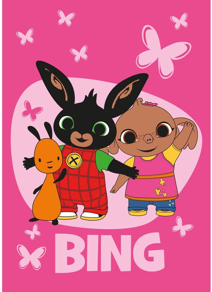 Bing en Sula fleece plaid roze 100 x 150 cm