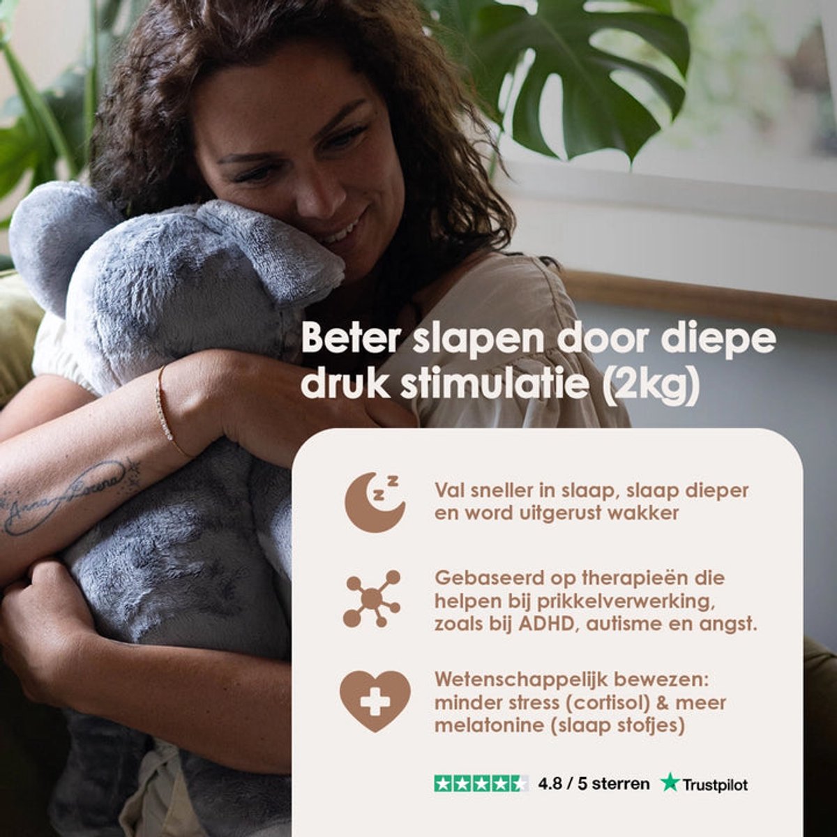 Lotgenootje Verzwaringsknuffel Koala - 45cm/2kg - Verzwaarde Knuffel - Weighted Stuffed Animal - Sensorisch Speelgoed - Zware Knuffel Anxiety - Plushie — afbeelding 10