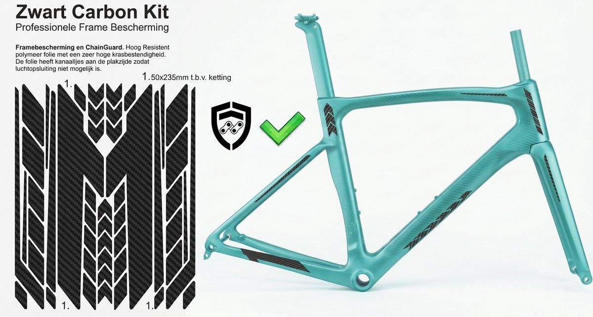 Keenso Fietsframe Beschermsticker – 25x18 Cm, Zwart PVC, Anti-kras, Waterdicht En UV-bestendig, Voor Mountainbike En Racefiets