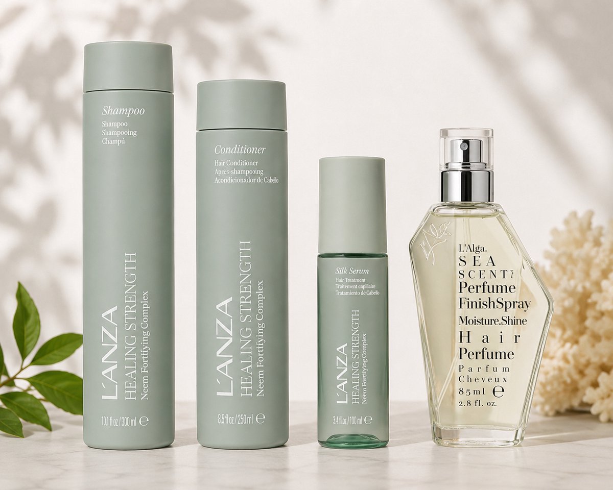 L'anza Healing strength set - White tea shampoo - Manuka honey conditioner - Neem plant silk serum -Best herstellende producten voor Zwak - Beschadigd haar - Voorkomt haarbreuk