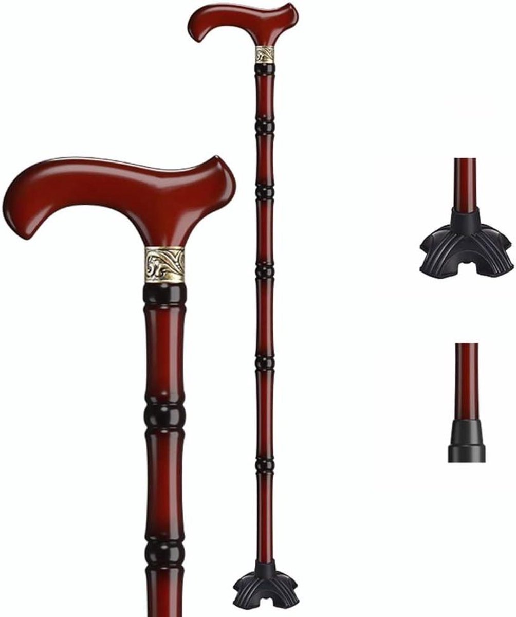 Draagbare Wandelstok - Steunstok - Ondersteuning bij lopen - Verstelbare hoogte - 85 cm - Houtkleur