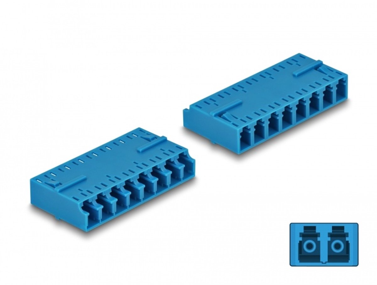 Optische vezelkoppeling HD LC Octuplex Vrouw naar LC Octuplex vrouwelijk blauw