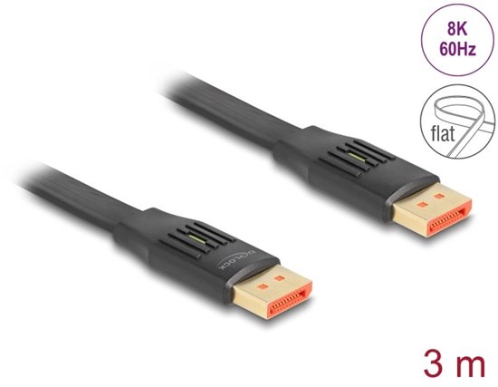 Displayport Ribbon Delock DisplayPort Flat Ribbon Cable 8K 60 Hz 3 m | bol