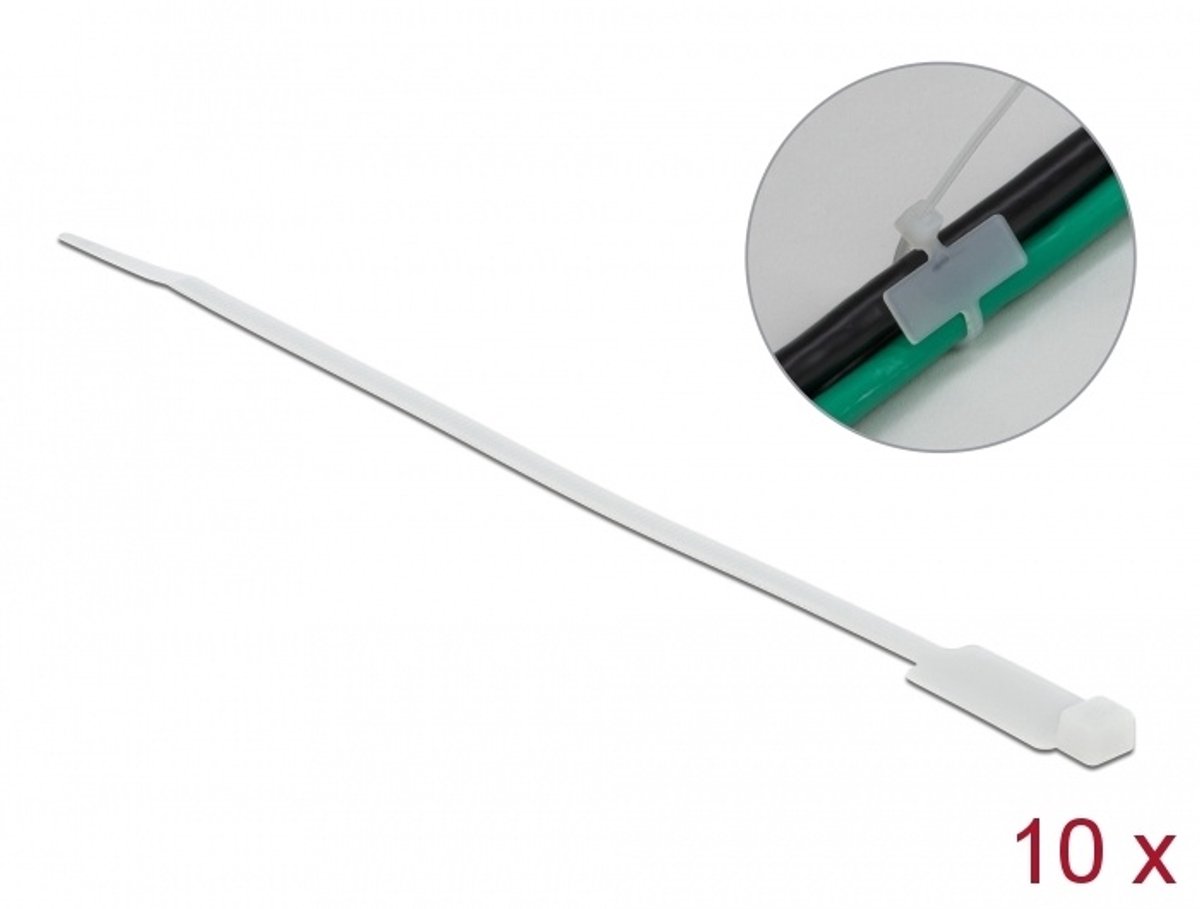 Delock Cable Tie with Label Tap L 270 x W 4.8 mm white 10 pieces