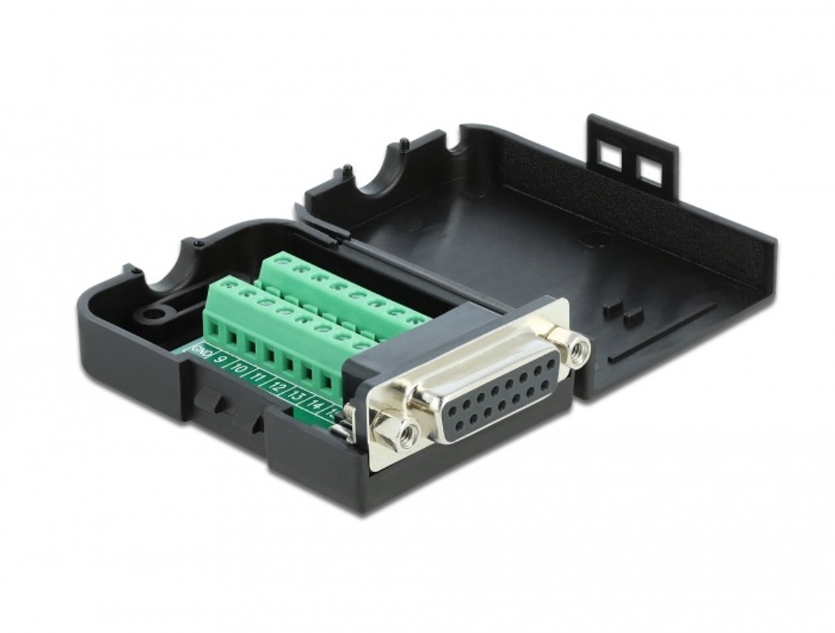 Delock D-Sub15 female to Terminal Block with Enclosure