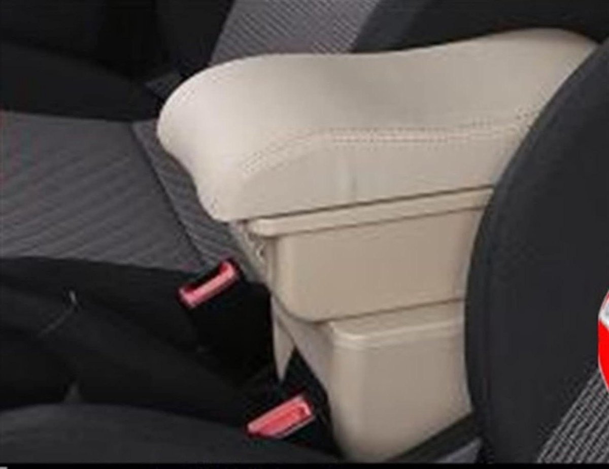Autostoel Opbergdoos - Middenconsole Organizer - Auto Interieur Verbeteren - Met Ingebouwde Oplaadpoort - 2kg - Beige