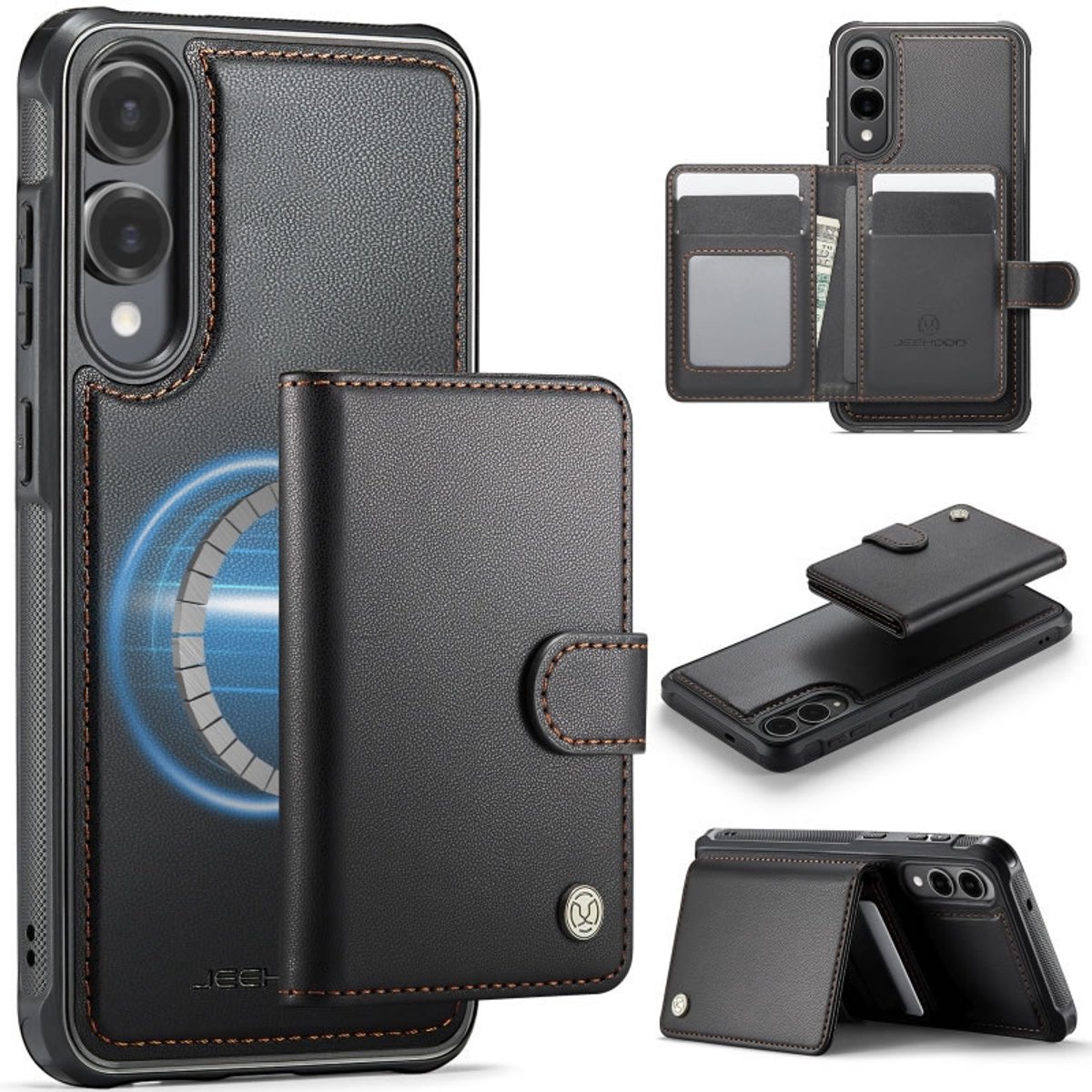 Luxe 2-in-1 Backcover + Magnetische/Afneembare Kaarthouder voor Galaxy S25 Edge _ Zwart