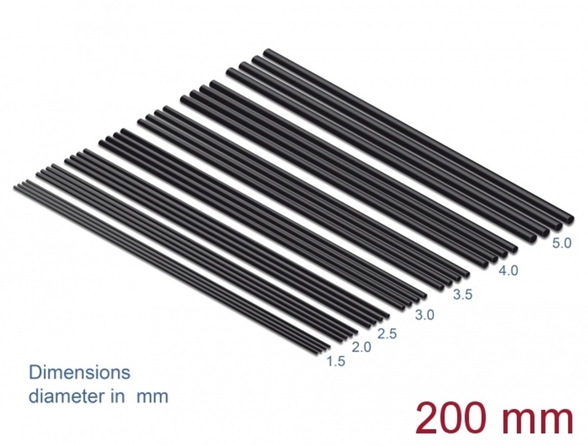 Warmte krimpbuisset 200 mm 28 stuks zwart
