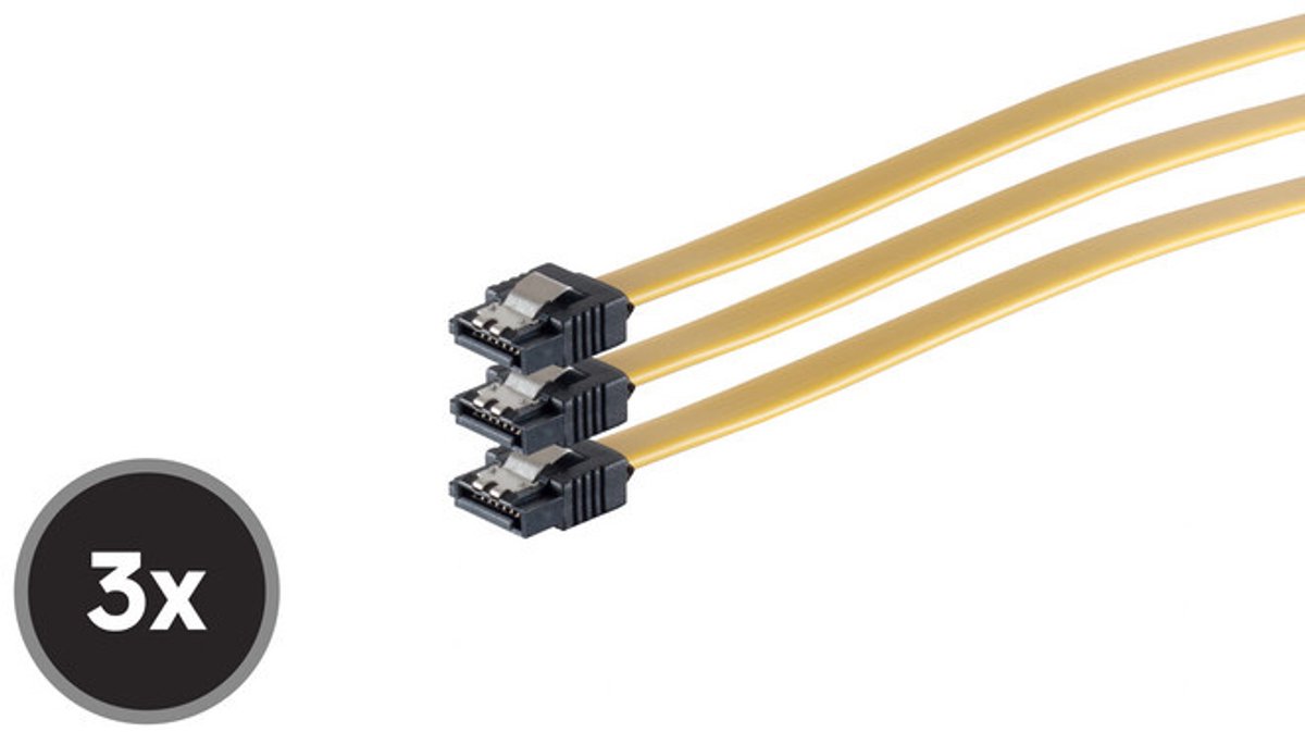 SATA Anschlusskabel SET 3, 6 Gb/s, gelb, 0,5m