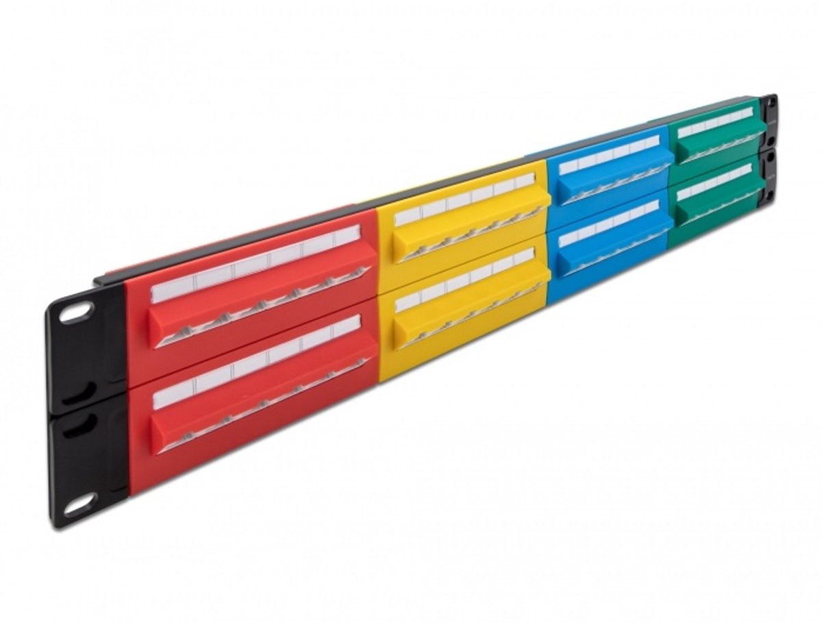 19 inch patch panel 48 poorts Cat5e 2U diverse kleuren