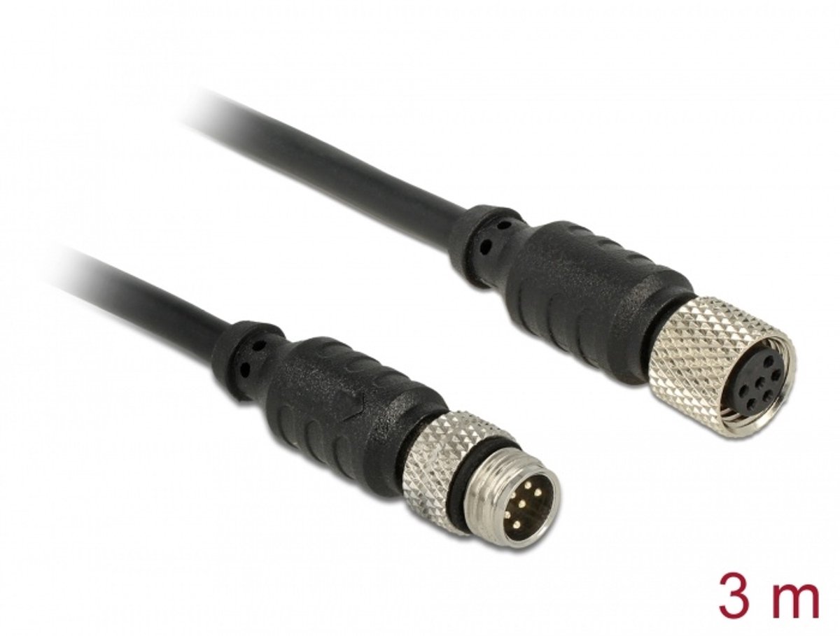 Navilock Extensions cable M8 male > M8 female waterproof 3 m for M8 GNSS receiver