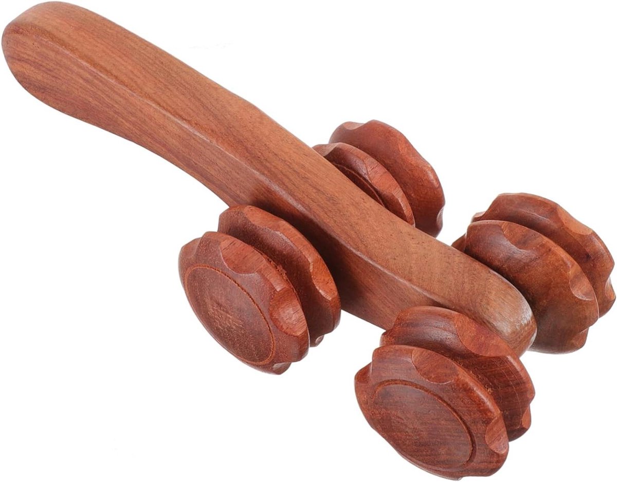 Massage Roller Hout - Hand Stimulator - Spier Ontspanning - Ergonomische Greep - 20.5 cm Lengte - Natuurlijk Hout
