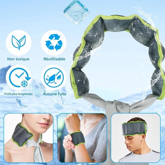 Koelende Handdoek - Nek Koeler - Hittegolf Verkoeling - Directe Verfrissing - 16.7 x 10.8 cm - Grijsgroen — afbeelding 5