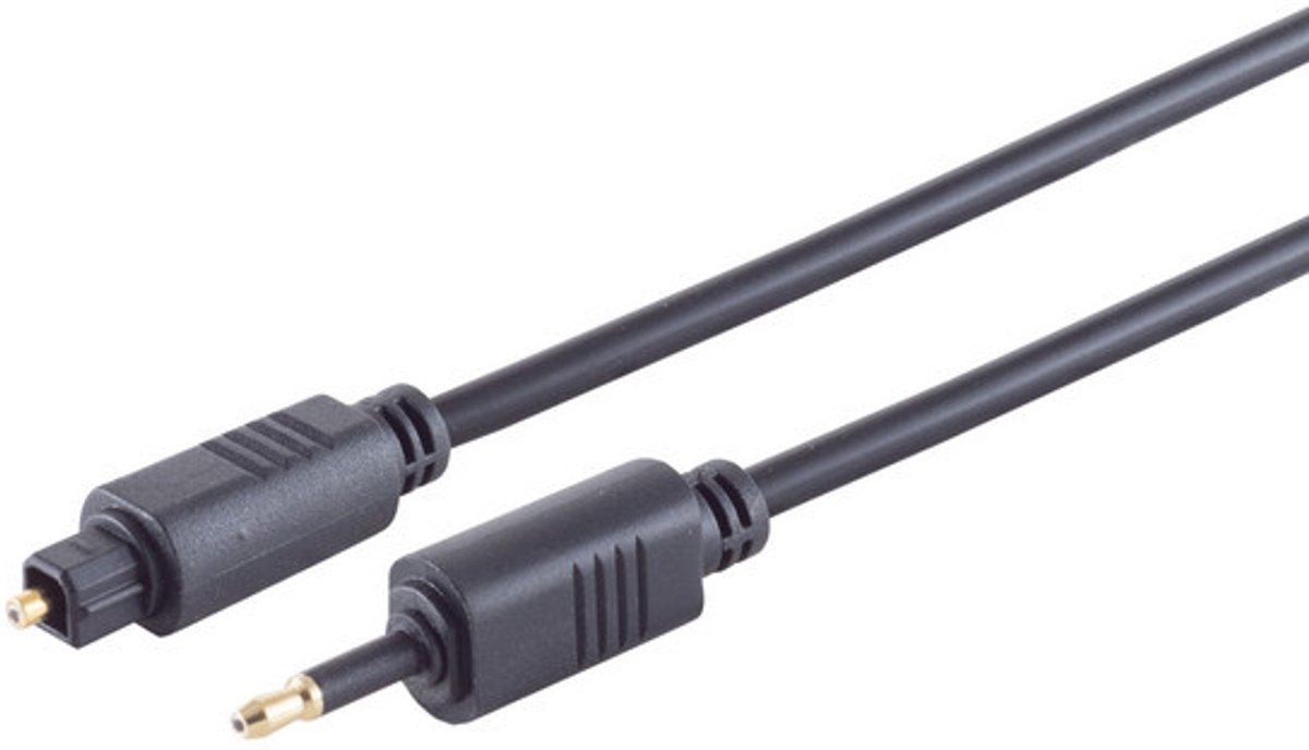 Optische Mini Toslink (m) - Toslink (m) Kabel - 4mm dik - Verguld - 1,5 meter - Zwart