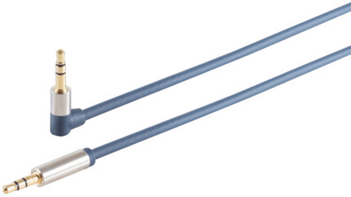 3,5mm Stereo Jack Kabel - Een kant haaks - Verguld - Premium - 1,5 meter - Blauw