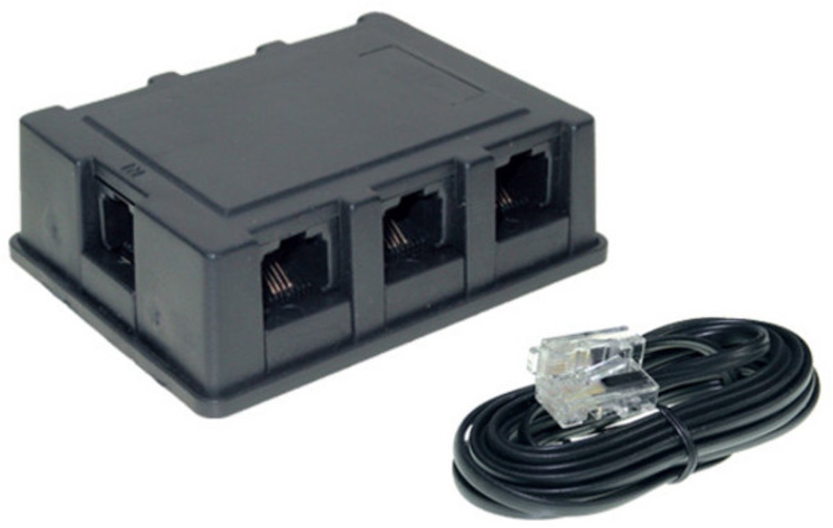 ISDN-VerteilerBOX 6-fach incl. Kabel 8/4 3m