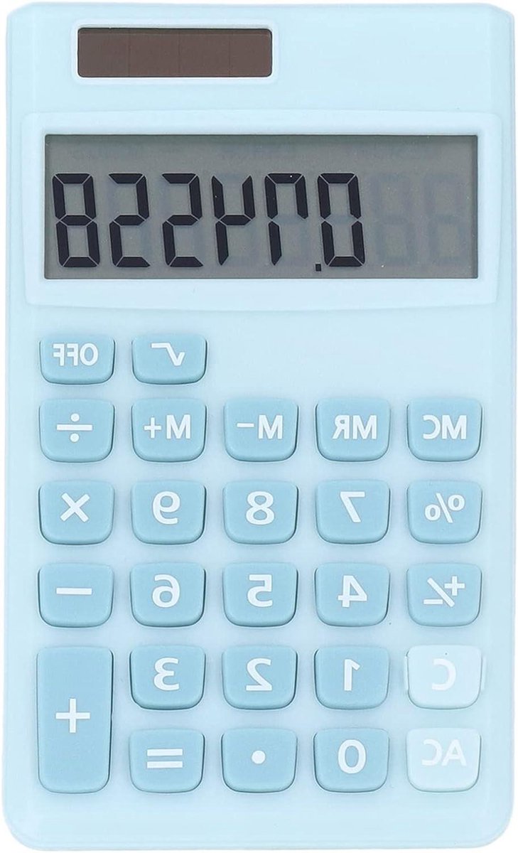 Rekenmachine - Zakrekenmachine - Dagelijks Gebruik - Dubbele Voeding - 12 cm - Blauw