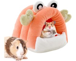 Hamsterhuis Krabvorm - Dierenverblijf Nest - Kleine Dieren - Zachte Pluche Voering - 16 cm - Oranje