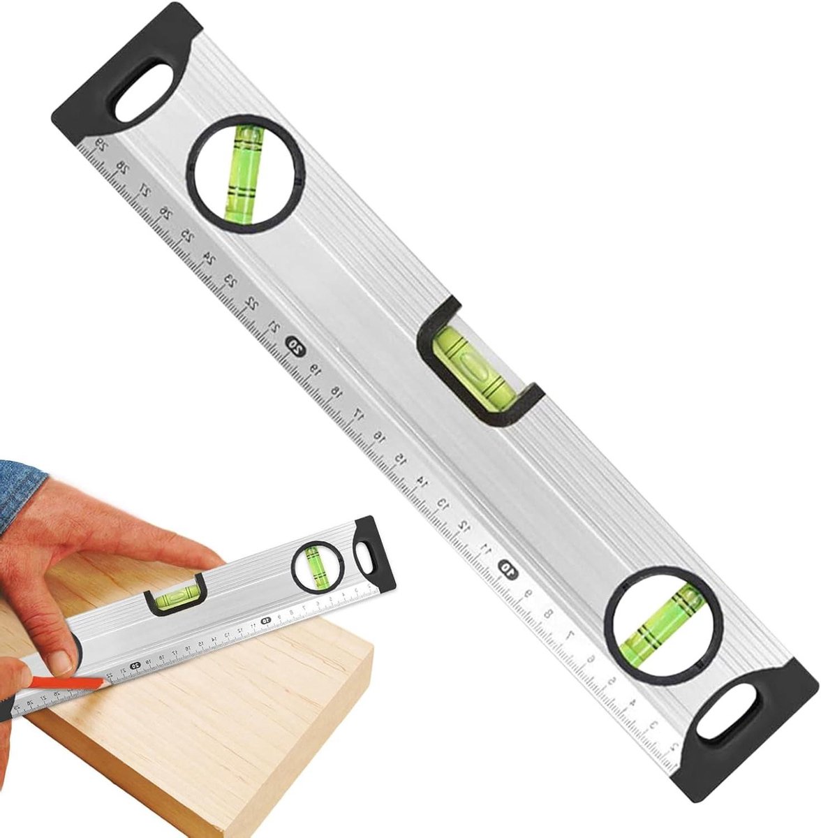 Waterpas - Niveauliniaal - Montage klussen - Magnetische bevestiging - 30 cm - Aluminiumkleur