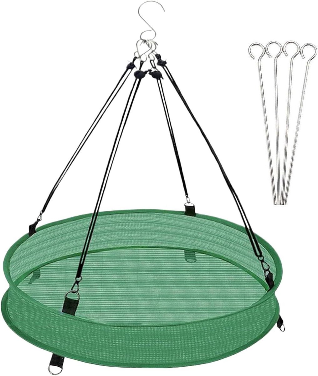 Voedersilo Buiten - Voederhuisje Hangbaar - Vogels Voeren - Anti-morst Gaas - 50 cm Diameter - Zwart