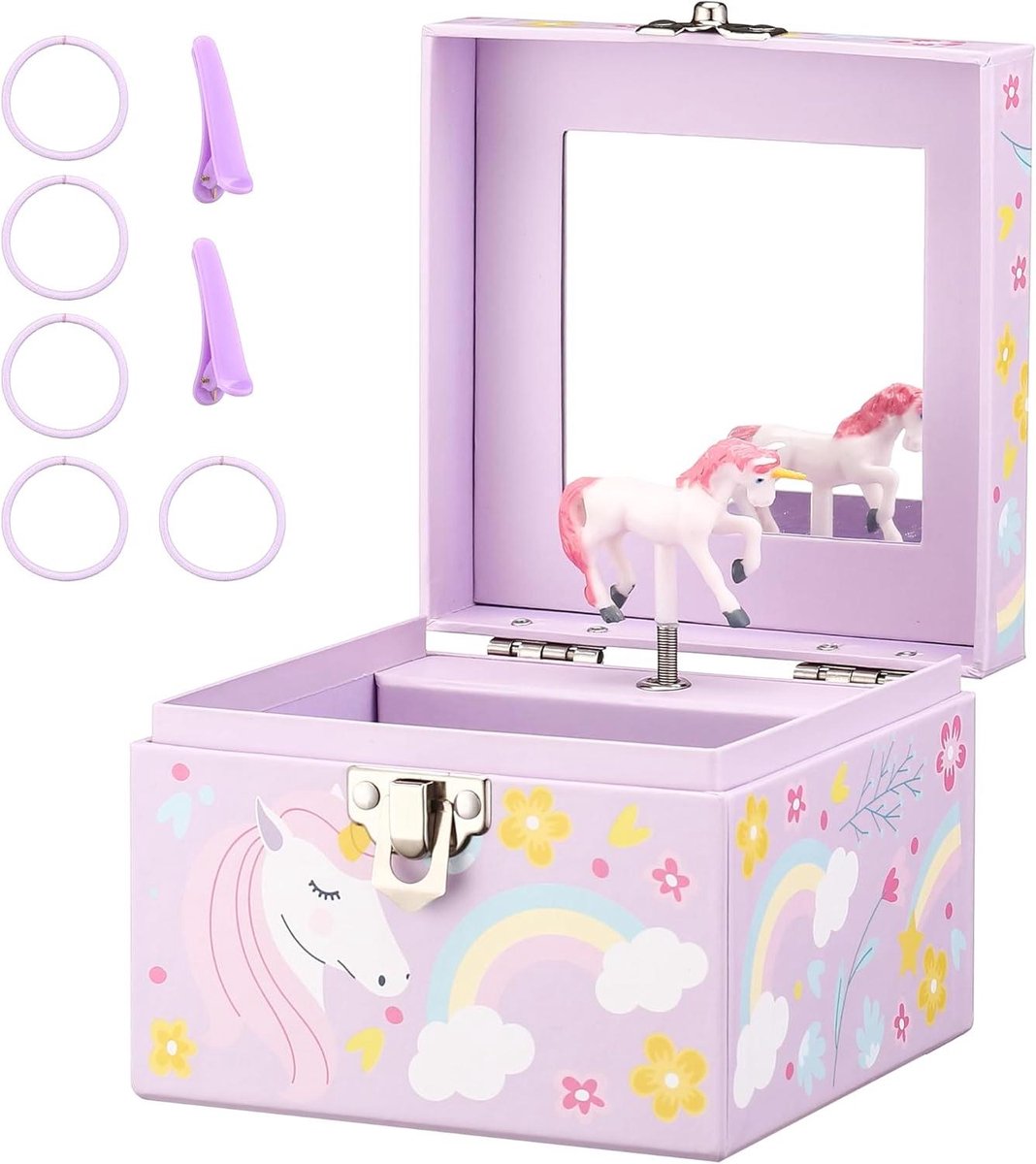 Muziekdoos Eenhoorn - Juwelendoosje Kinderen - Sieraden Opbergen - Dansende Eenhoorn - 292 Gram - Paars
